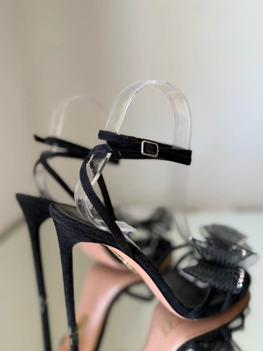 Like new Aquazzura Reve embellished suede sandals $1,150 36.5